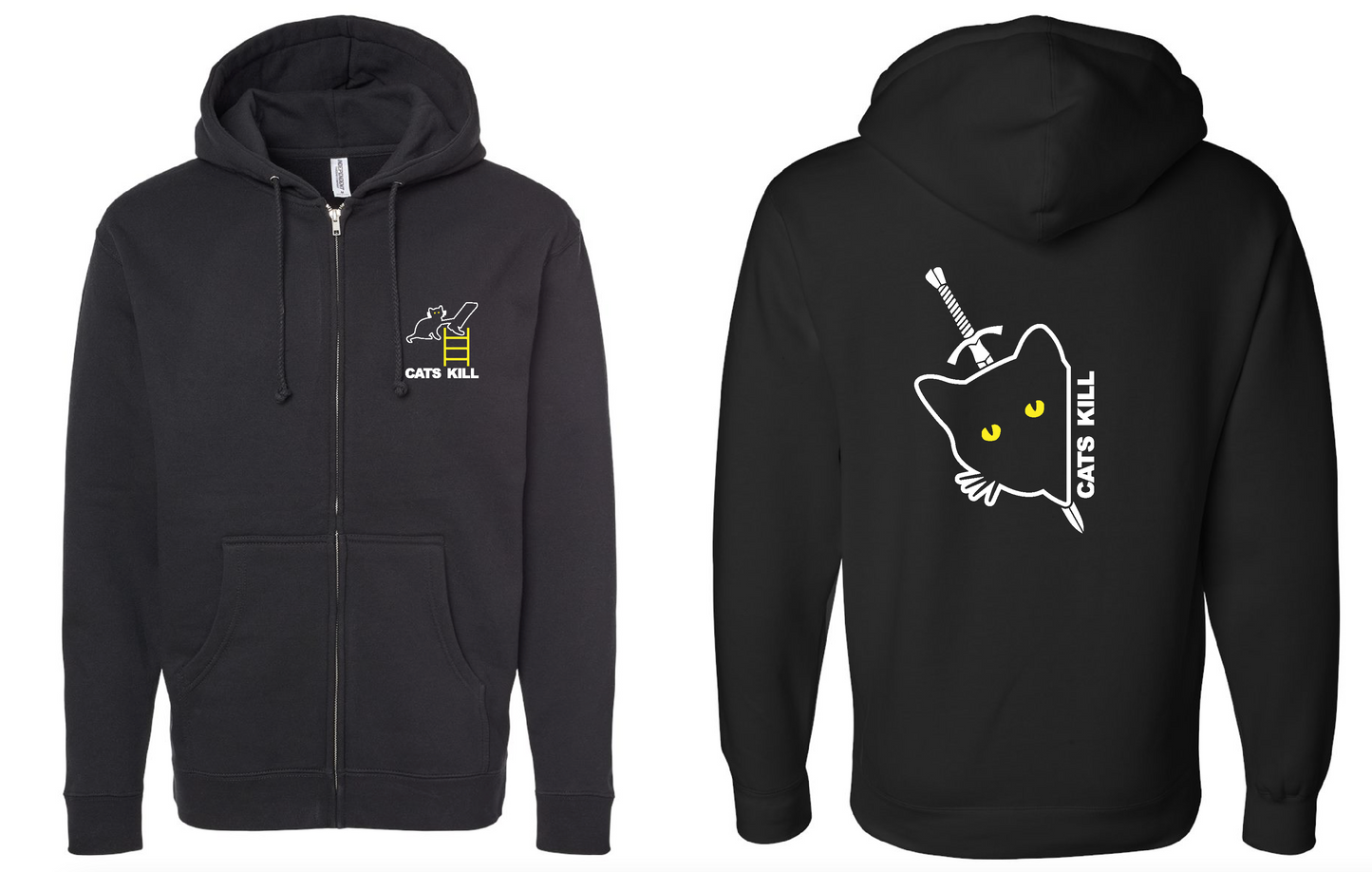 cats kill zip-up-hoodie